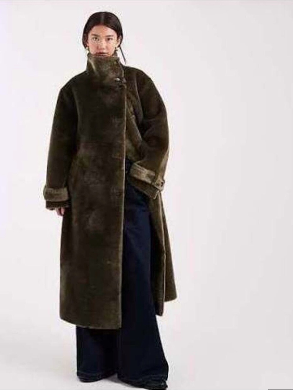 ASOS Olive Green Long Faux Fur Coat - Women's Winter Coat